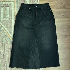 Old Navy Maxi denim raw hem skirt with high slit